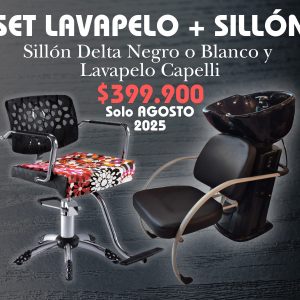 Set Sillón Delta Negro más Lavapelo Capelli ($399.900 contado/transferencia)