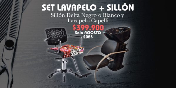 Set Sillón Delta Negro más Lavapelo Capelli ($399.900 contado/transferencia)